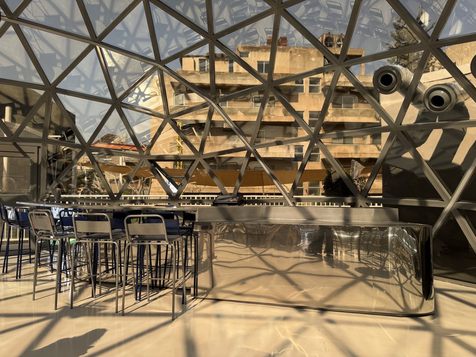 Inside the WTFun mirror dome — the birthday zone