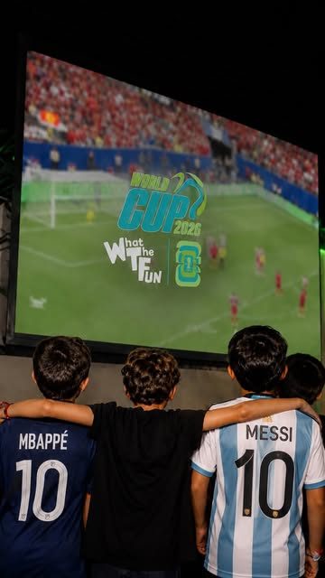 Kids watching the giant screen at night